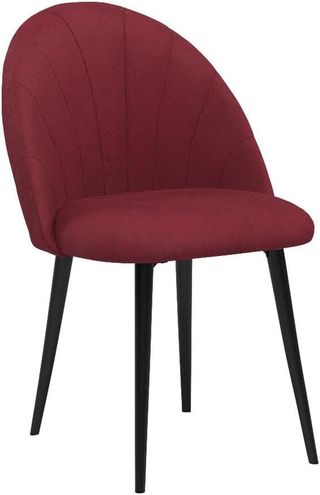 Set di 2 sedie da pranzo, sedie da cucina moderne con schienale a conchiglia e gambe in metallo, sedia in velluto imbottita per cucina, camera da letto, ufficio e soggiorno, rosso scuro