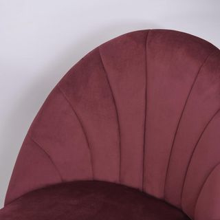 Set di 2 sedie da pranzo, sedie da cucina moderne con schienale a conchiglia e gambe in metallo, sedia in velluto imbottita per cucina, camera da letto, ufficio e soggiorno, rosso scuro