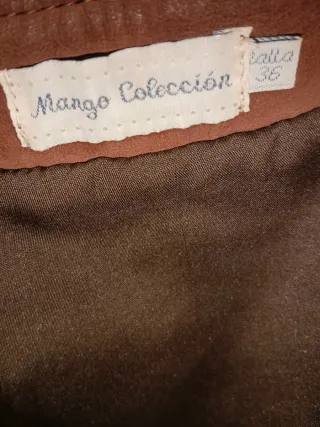Minifalda piel + cinturón. T 36 MANGO chica Mujer