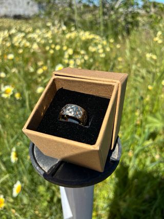 Anillo Oro 9K Vintage Diseño Diamantado 4.86g