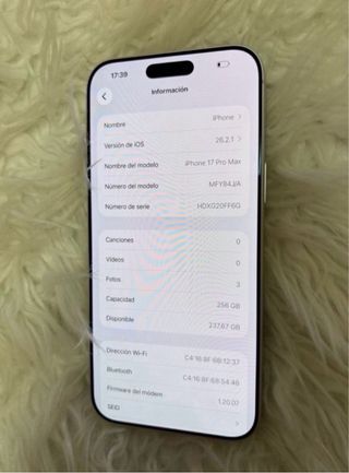 iPhone 17 Pro Max 256GB Plata
