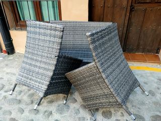 Conjunto Muebles Exterior Ratán Marrón/Gris
