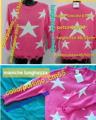 Maglione Made in Italy  Stelle Distressed Nuovo