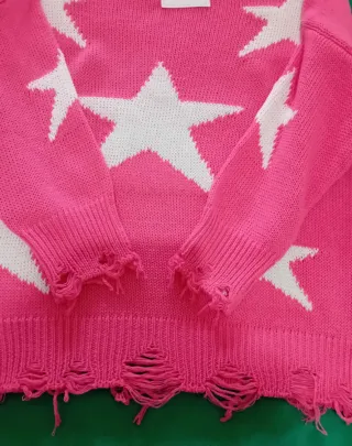 Maglione Made in Italy  Stelle Distressed Nuovo