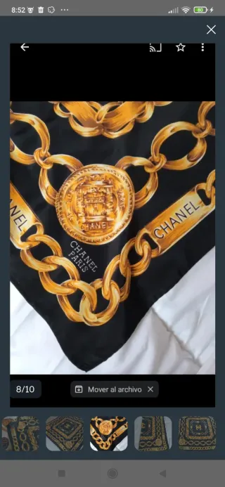 Pañuelo Chanel Negro y Dorado