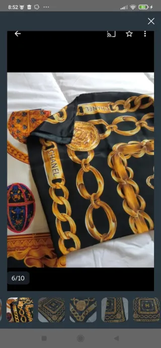 Pañuelo Chanel Negro y Dorado