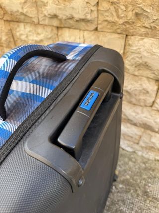 Valigia Burton a quadri blu e grigio