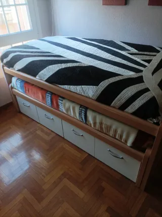 Cama nido madera con colchones sin uso