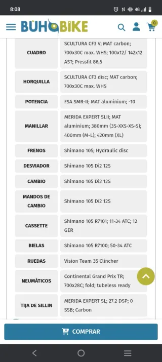 Bici Carretera Mérida Scultura 5000 Bahrein