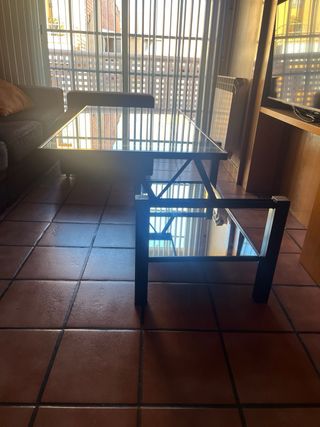 Mesita de comedor elevable cristal y metal