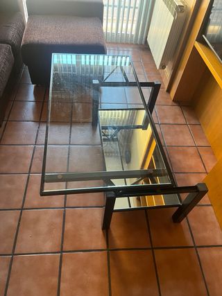 Mesita de comedor elevable cristal y metal