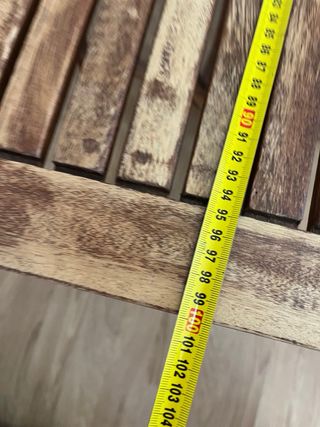 Mesa de teca octogonal plegable con dos sillas