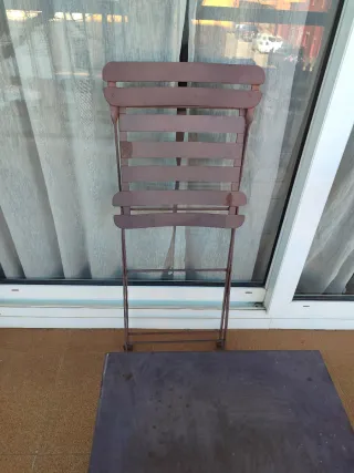 Mesa y 2 Sillas Metálicas Marrón/Gris