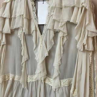 Camisa boho 48Zara Woman volantes y encaje Talla