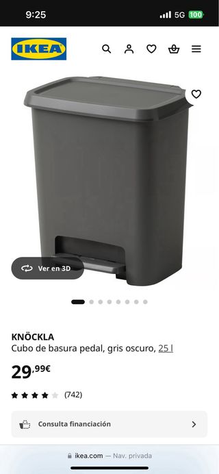 Cubo basura KNÖCKLA IKEA gris