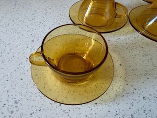 Servizio 6 Tazze e 6 Piattini Vetro vintage