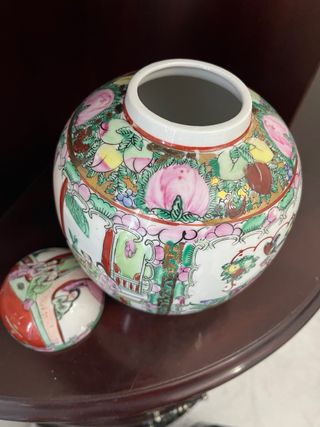 Jarrón estilo chino porcelana multicolor