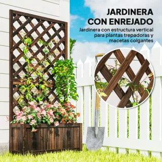 Jardinera Madera con Enrejado