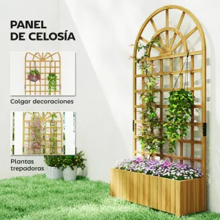 Jardinera Madera con Enrejado y Drenaje
