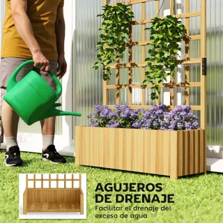 Jardinera Madera con Enrejado y Drenaje