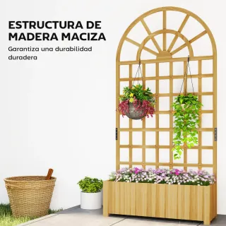 Jardinera Madera con Enrejado y Drenaje