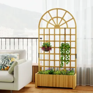 Jardinera Madera con Enrejado y Drenaje