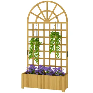 Jardinera Madera con Enrejado y Drenaje