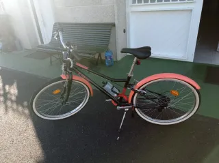Bicicleta Infantil Riverside Btwin Negra/Coral