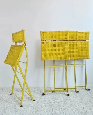 Set 4 Sillas plegables scoubidou. Vintage, 80s.