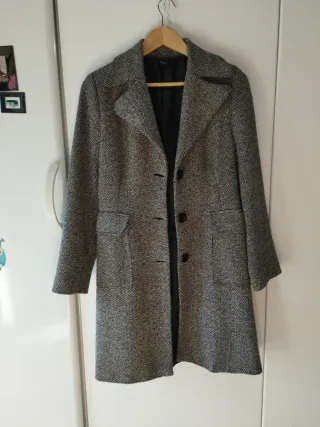 Abrigo tweed gris y negro