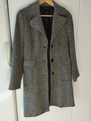 Abrigo tweed gris y negro