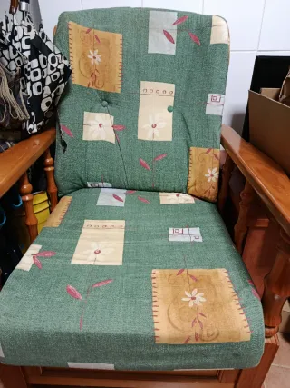 Sillón antiguo tela y madera tb tng sofa