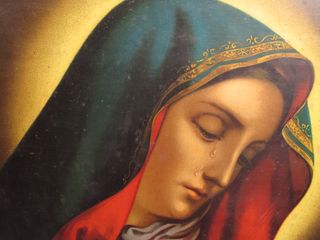 Lámina antigua Virgen Soledad Dolorosa Dolores