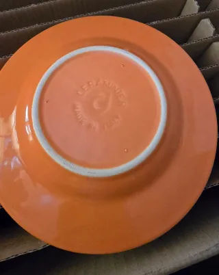 6 Platos Cerámica Naranja Lisos + 6 Postre