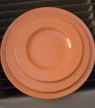 6 Platos Cerámica Naranja Lisos + 6 Postre