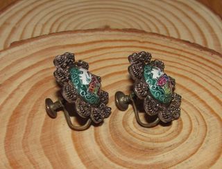 Pendientes Art nouveau persas orientales pinturas