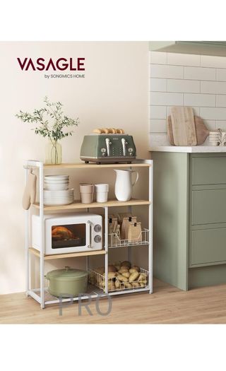 Estantería de Cocina con 2 Cestas de Malla Metálica VASAGLE