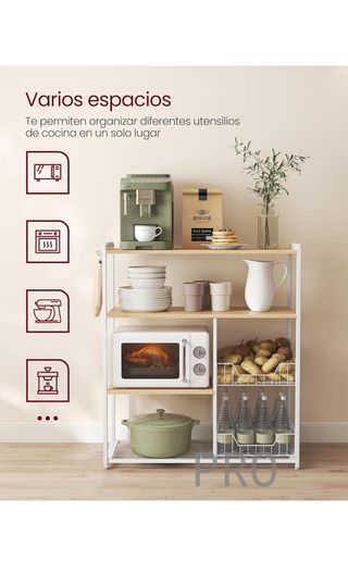 Estantería de Cocina con 2 Cestas de Malla Metálica VASAGLE