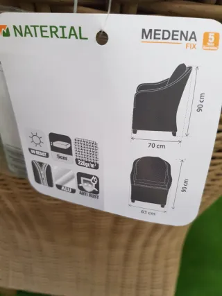 Set mesa comedor con 6 sofas para terraza y jardín