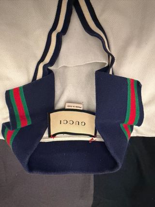 Polo Gucci Blanco con Detalles Azules