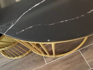 Juego mesas centro redondas imitación marmol y oro