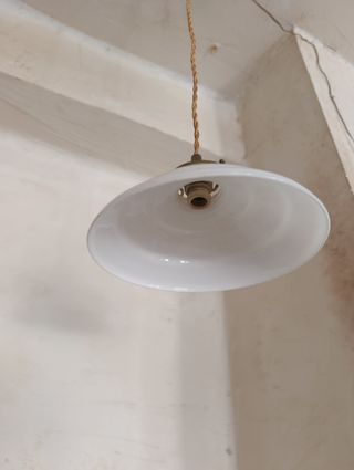 Pareja lámparas techo opalina blanca escalonada