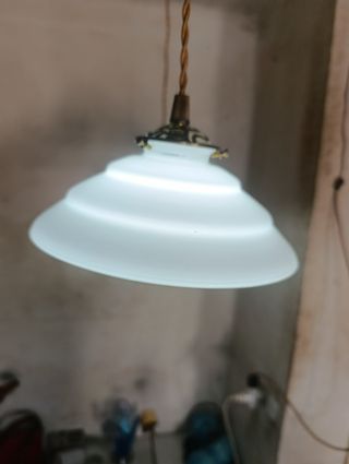 Pareja lámparas techo opalina blanca escalonada