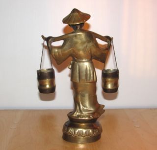 Antigua figura oriental chino pescador Japón China