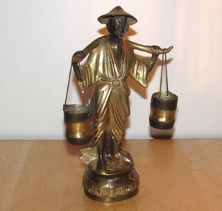 Antigua figura oriental chino pescador Japón China