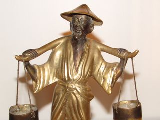 Antigua figura oriental chino pescador Japón China