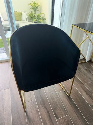 Conjunto Escritorio y Silla Negro/Dorado