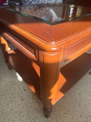 Mesa de centro cristal y madera