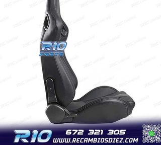 ASIENTO DEPORTIVO SEMI BAQUET ESTILO RS CUERO NEGRO