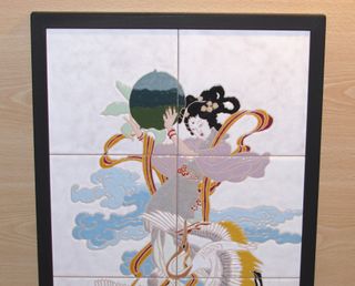 6 azulejos relieve Diosa mitología oriental china
